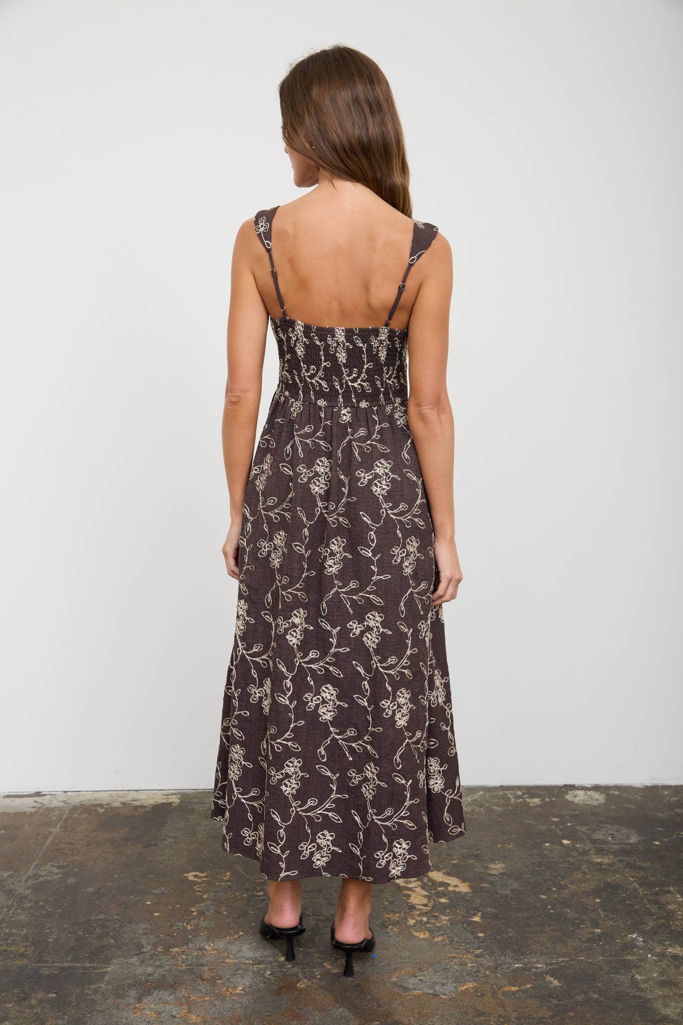 Mocha Lace Midi Dress