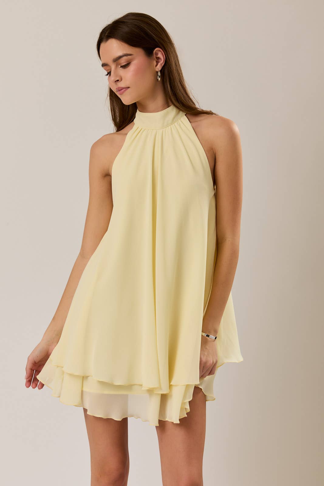 Yellow Halter Mini Dress