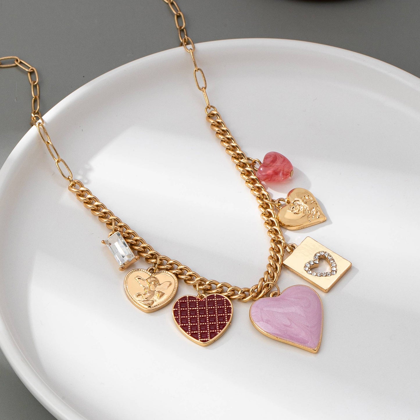 Blush Hearts Charm Necklace