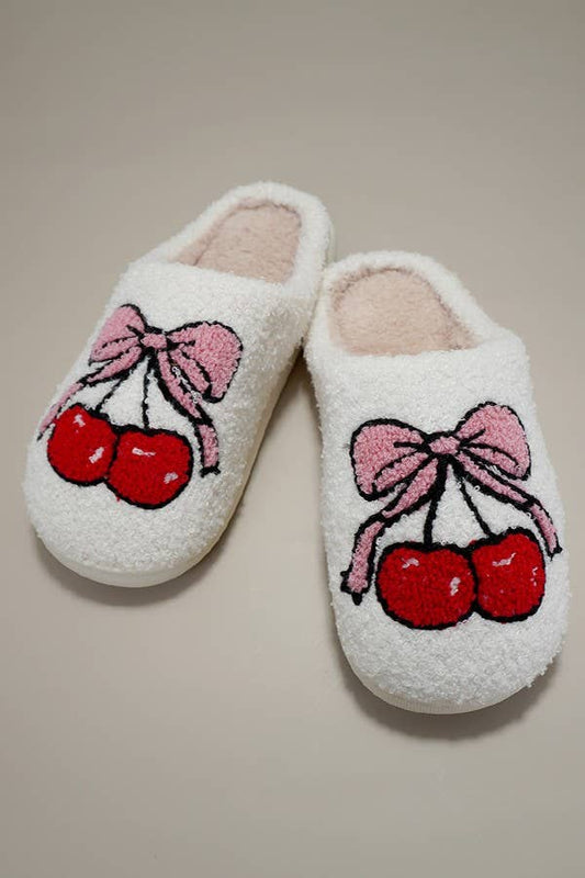 Bow Cherry Slippers