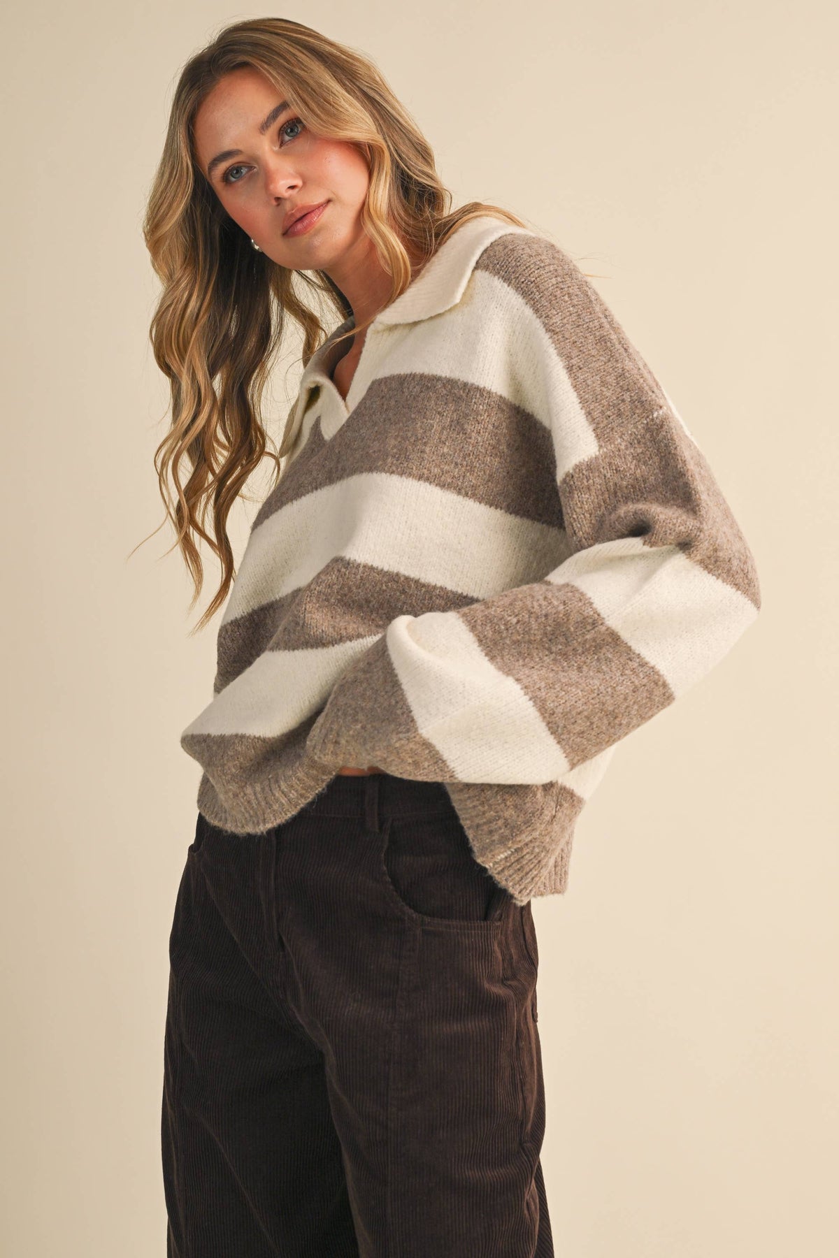 White Mocha Stripe Sweater