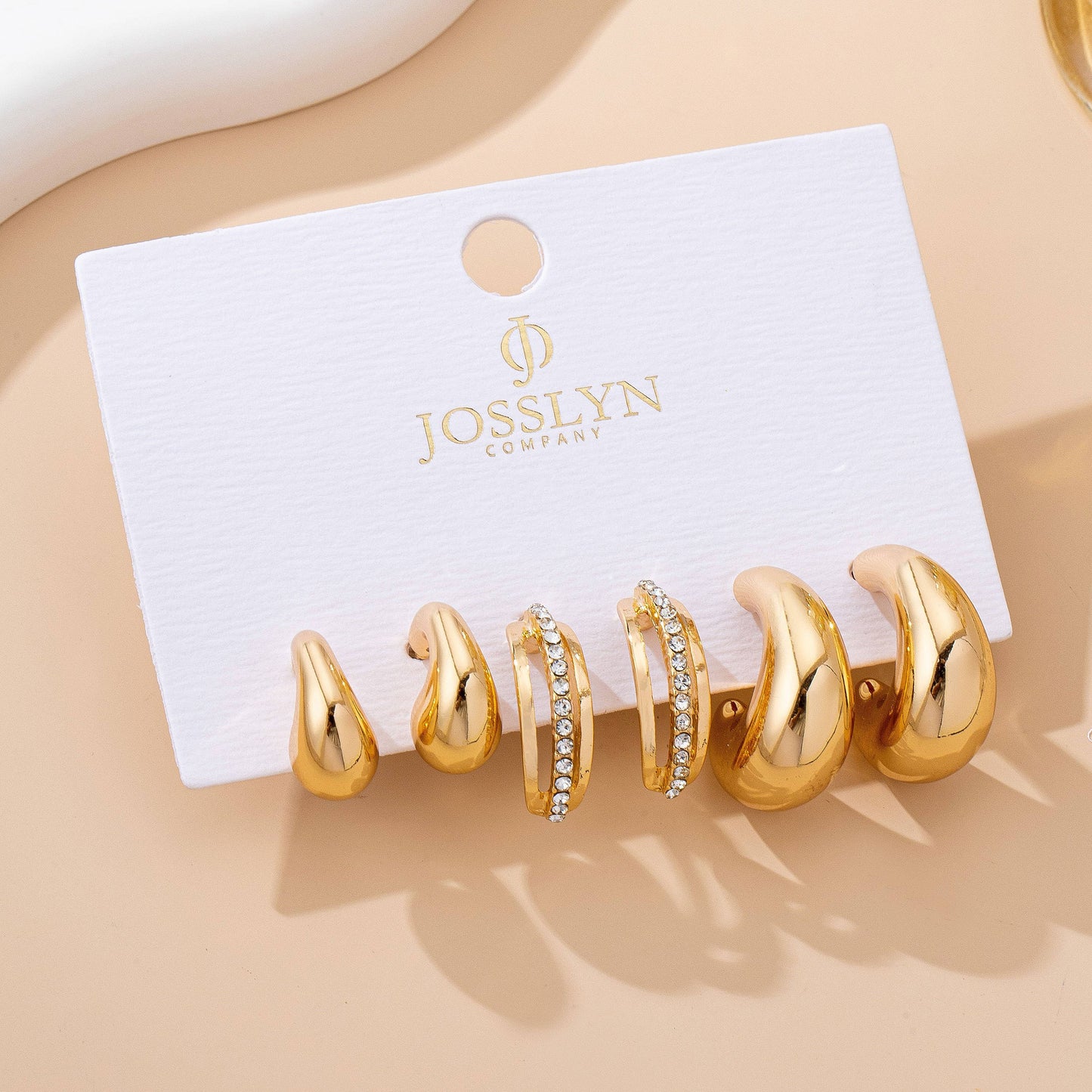 Chunky Hoop Rhinestone Trio Earrings