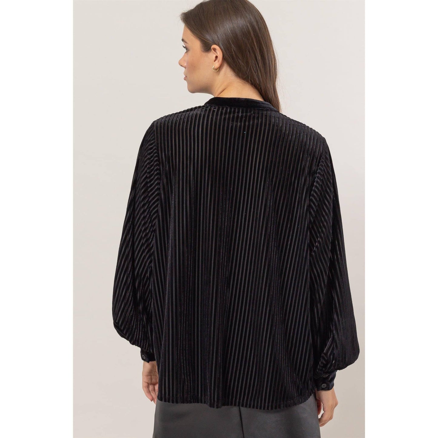Black Velvet Striped Blouse