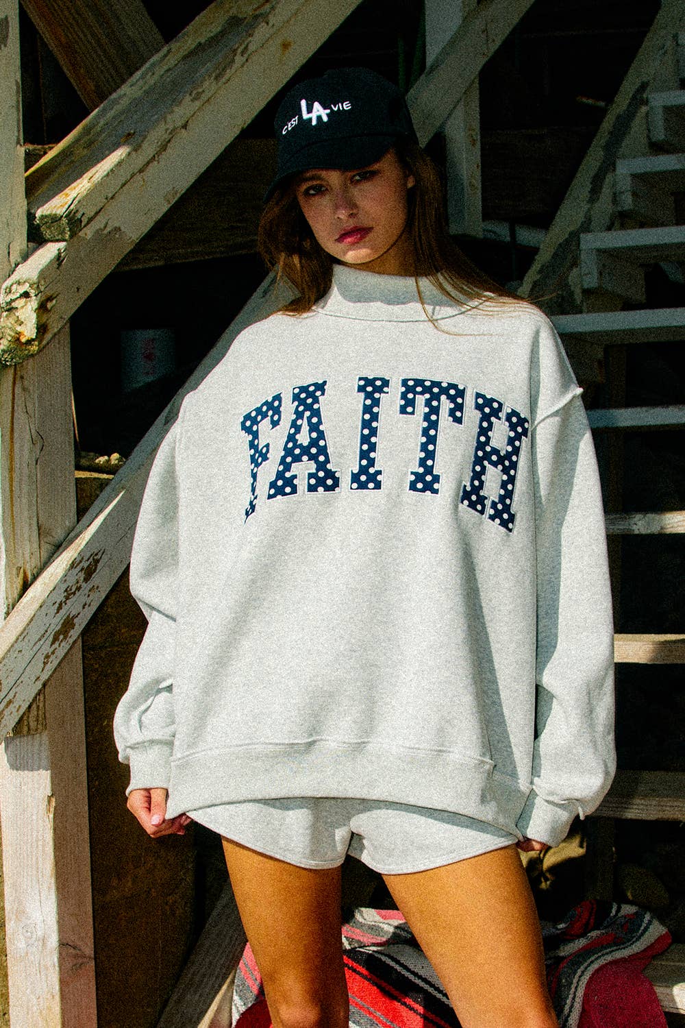 FAITH Embroidered Polka-Dot Sweatshirt