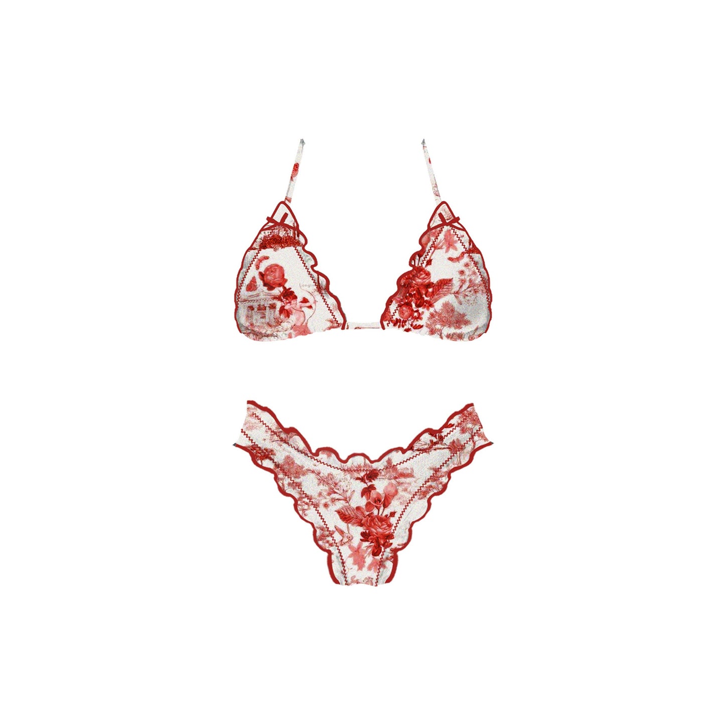 Red Floral Bikini Set