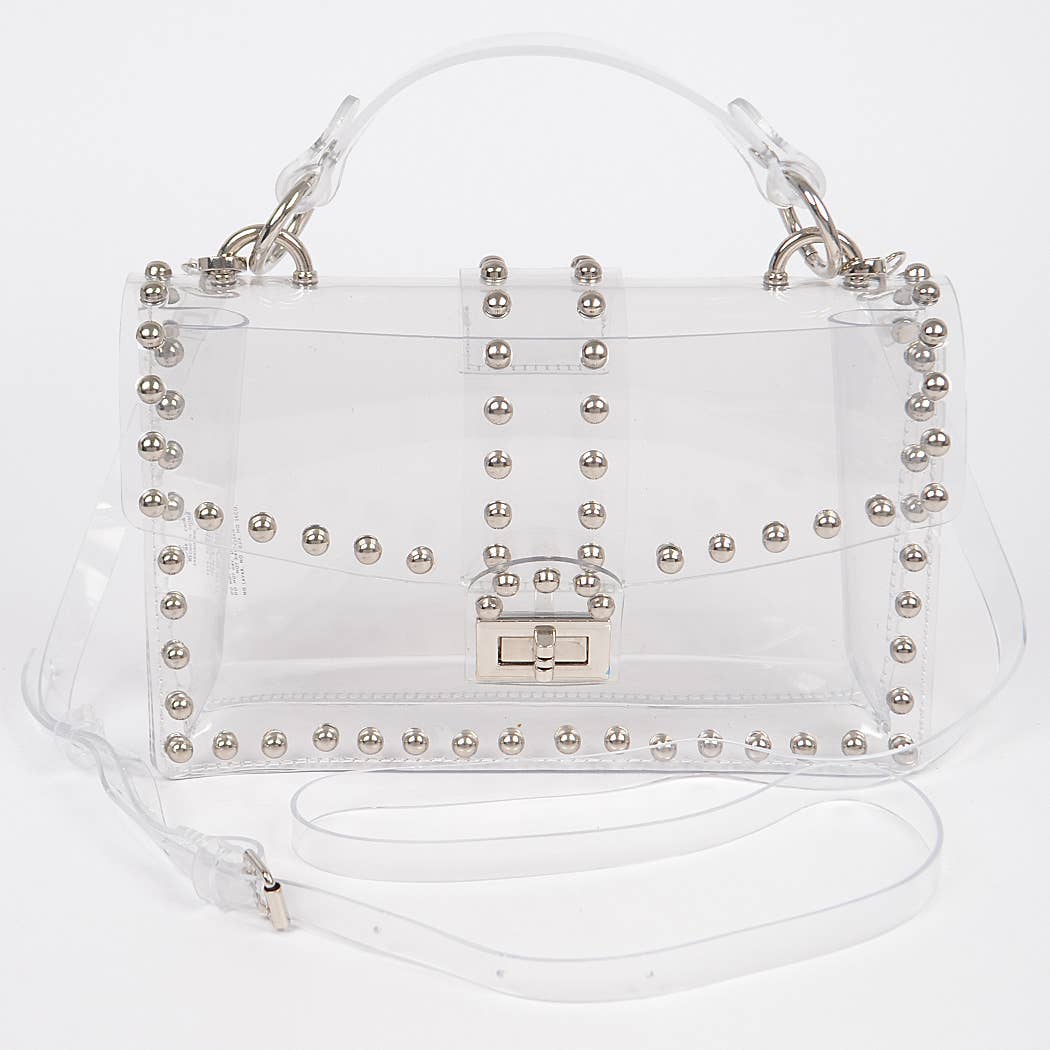 Metal Studded Clear Crossbody Bag