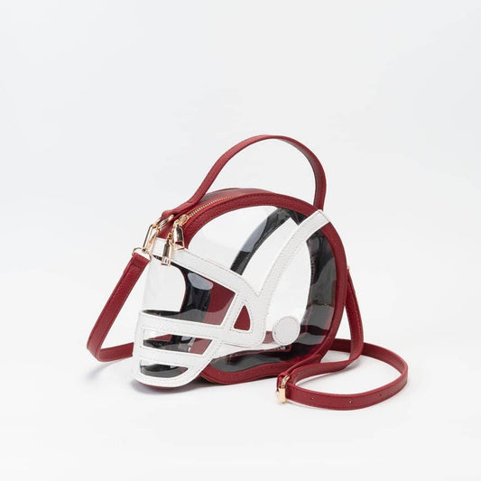 Clear Helmet Crossbody Bag - Burgundy