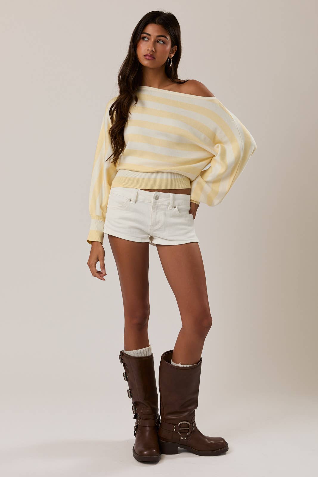 Yellow Stripe Sweater Top