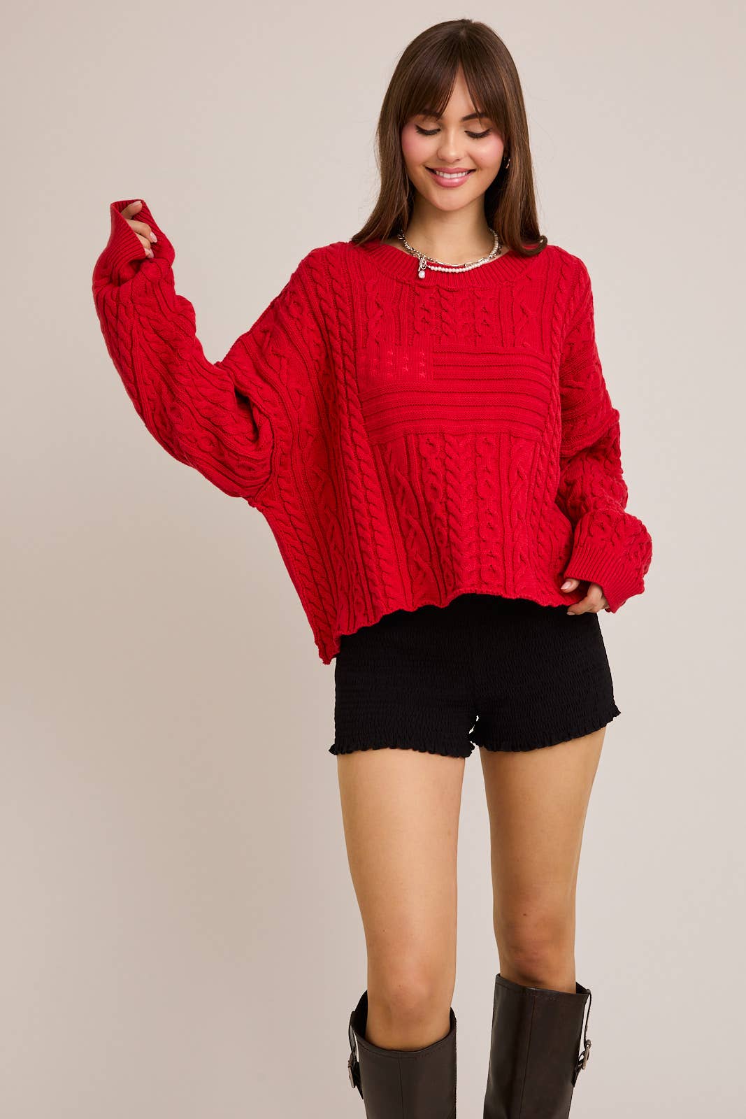 Cozy Red Flag Sweater
