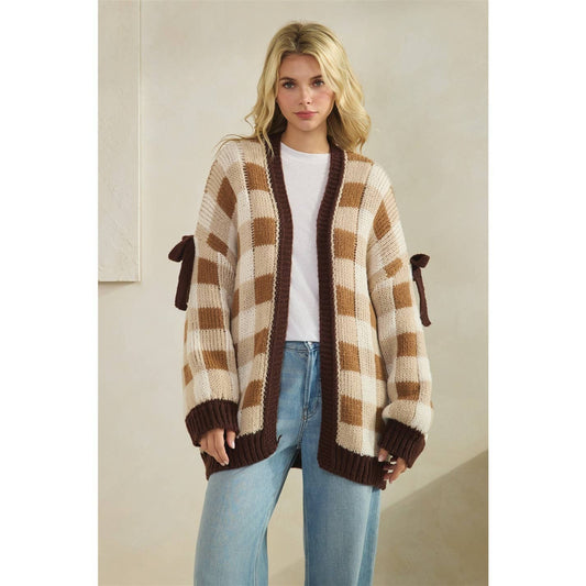 Mocha Checkered Cardigan