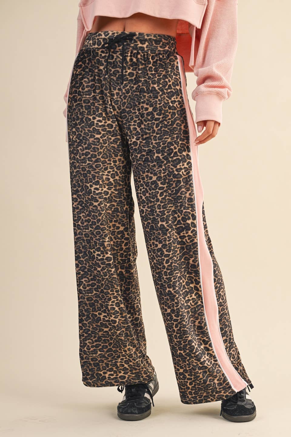 Leopard Print Velour Track Pants