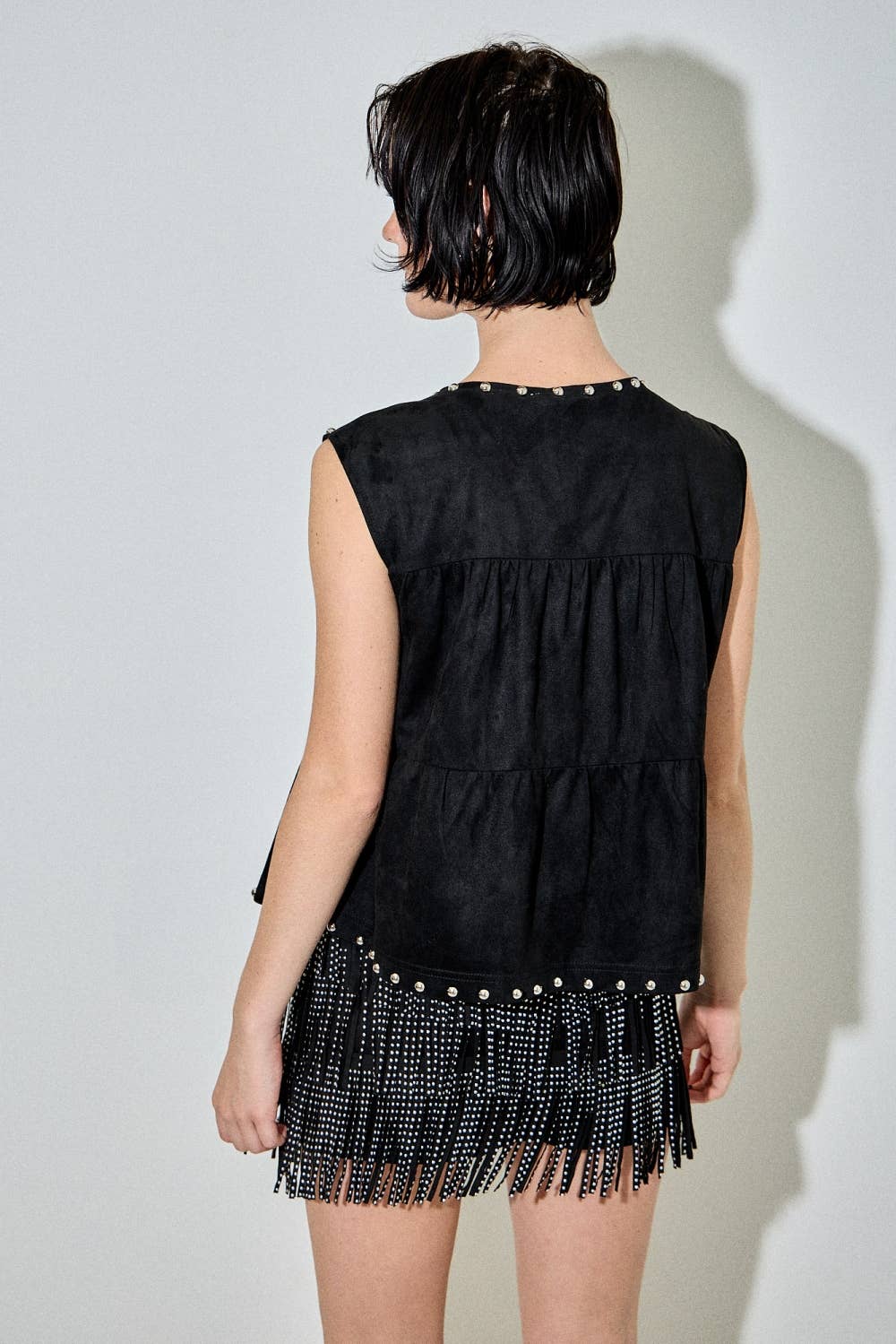Midnight Studded Suede Vest
