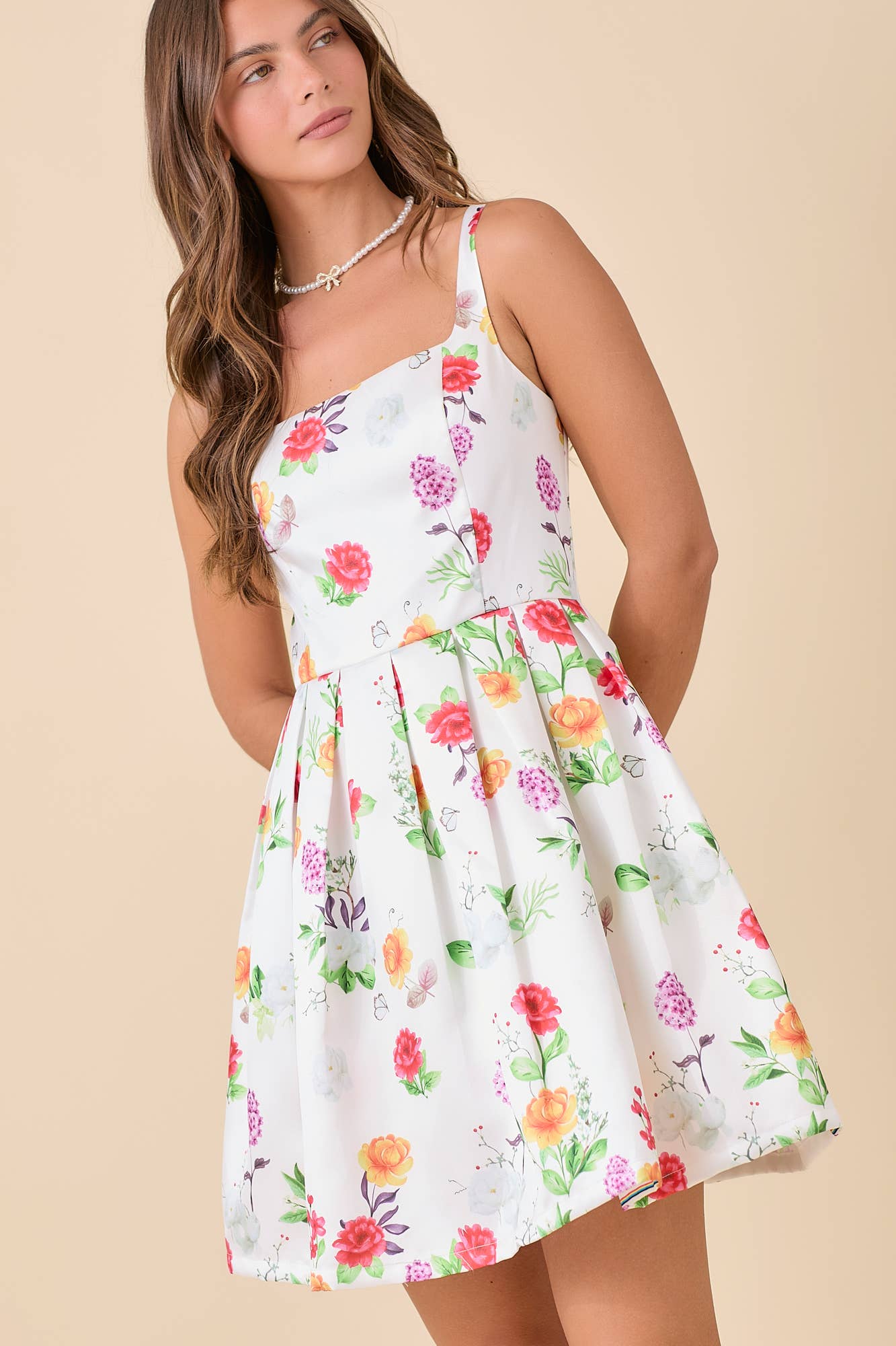 Flared Floral Mini Dress