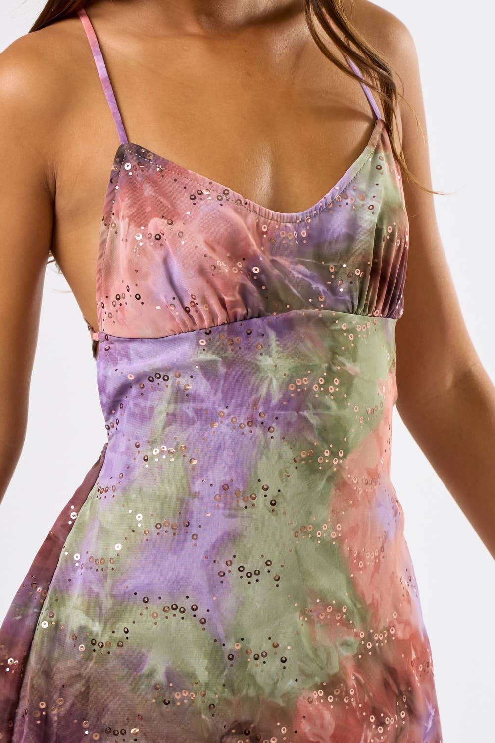 Tie-Dye Embellished Mini Dress