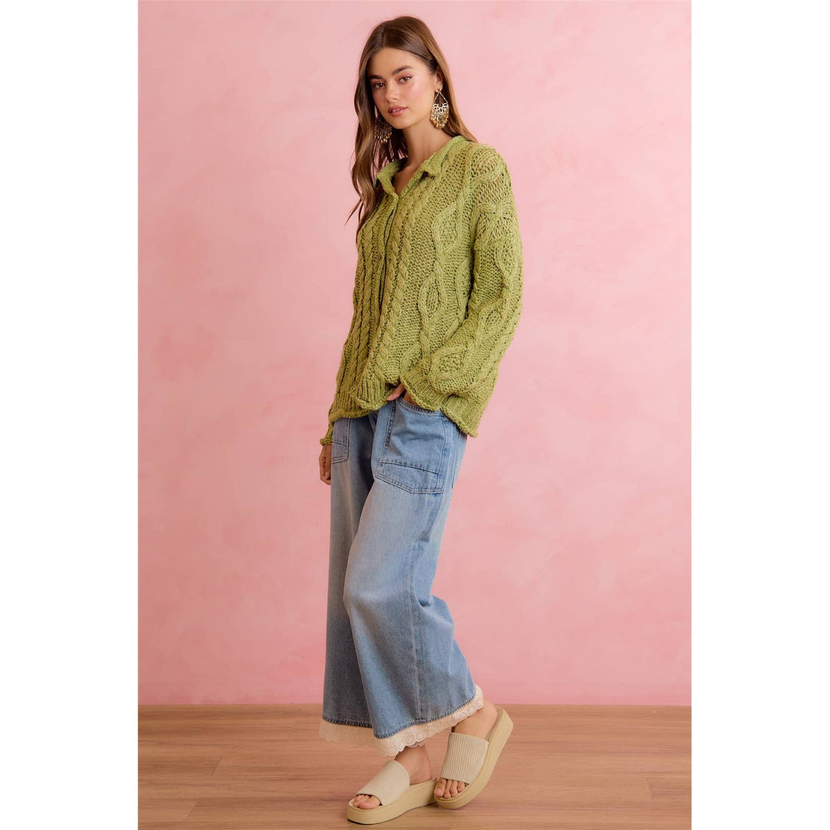 Crochet Lace Trim Jeans
