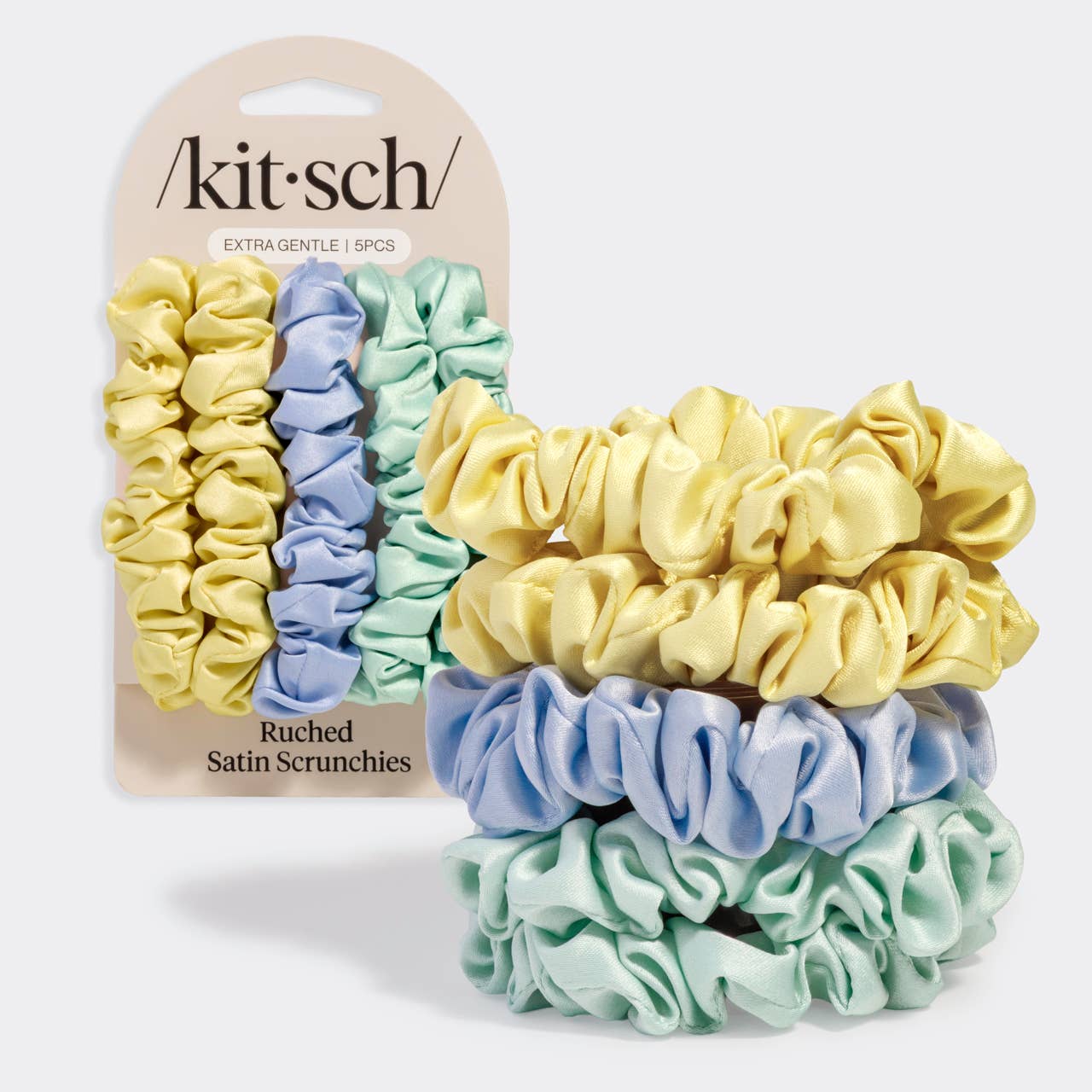Coastal Ruched Satin Scrunchies 5pc Set