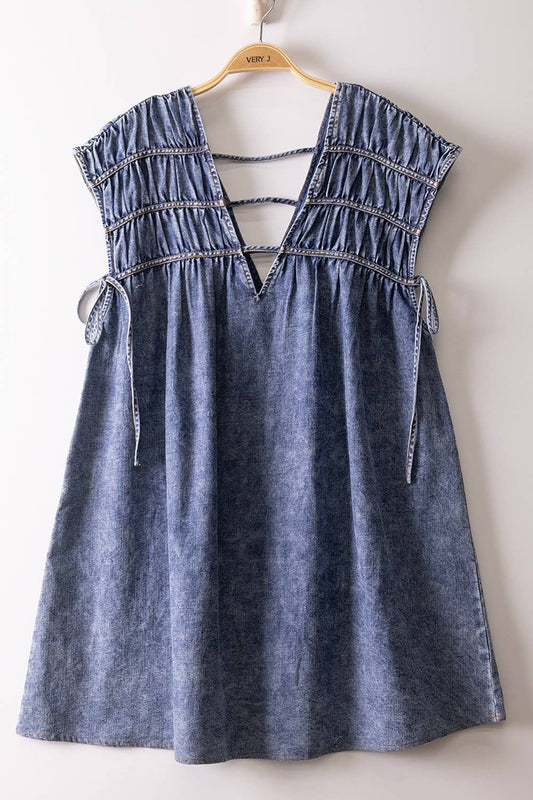 Indigo Mineral Washed Mini Dress