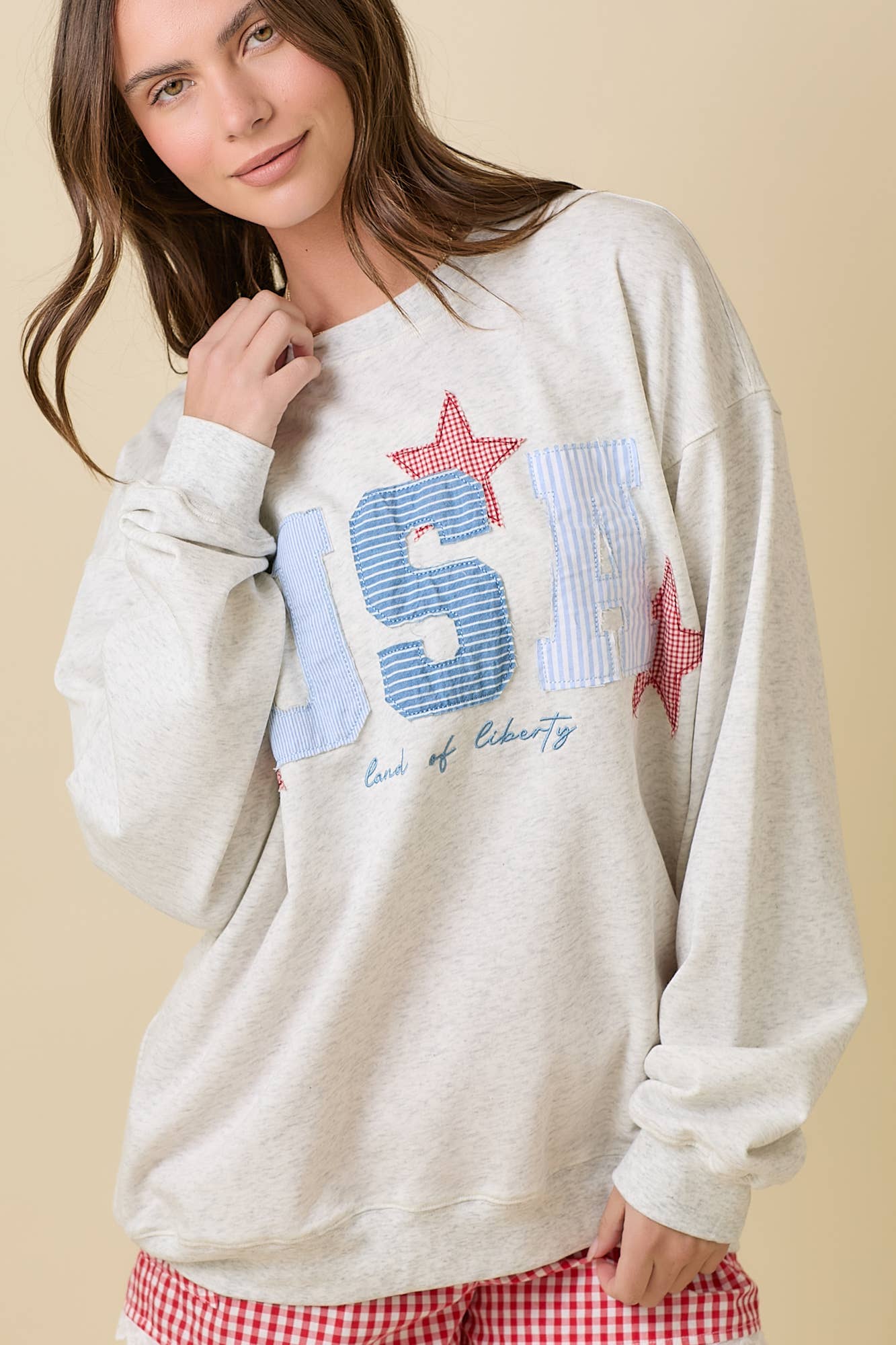 White USA Patchwork Sweatshirt
