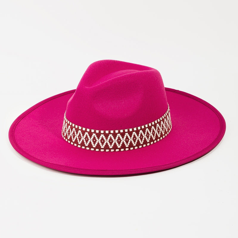 Boho Braided Band Hat - Fuschia