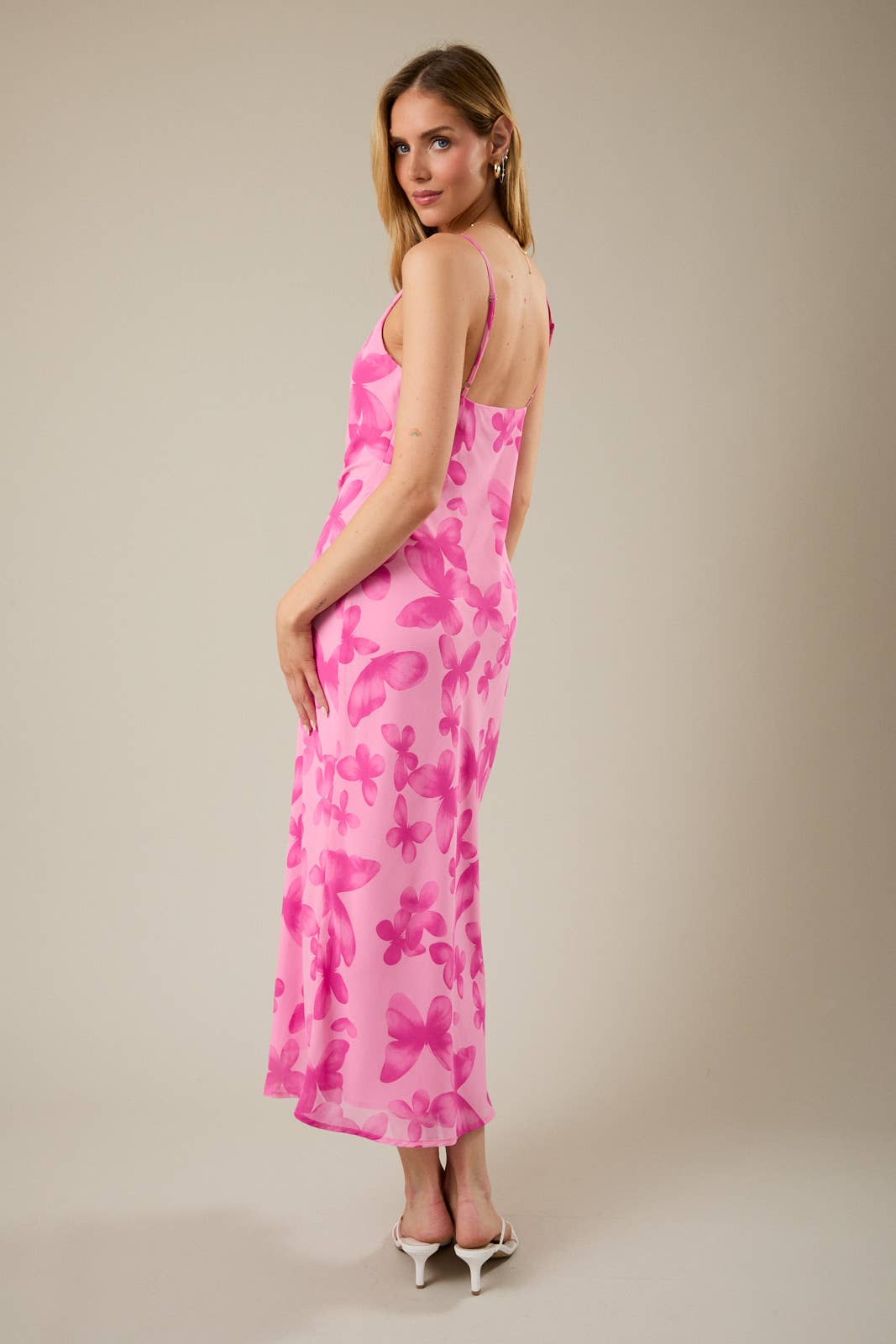 Pink Butterfly Midi Dress