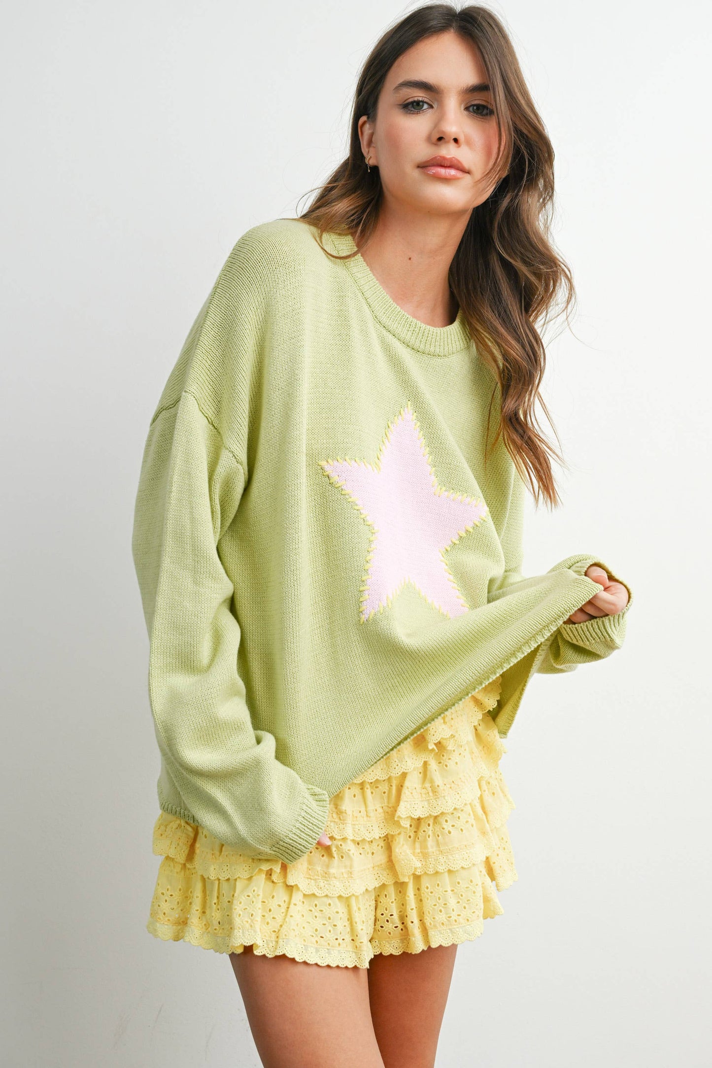 Bold Star Sweater - GREEN