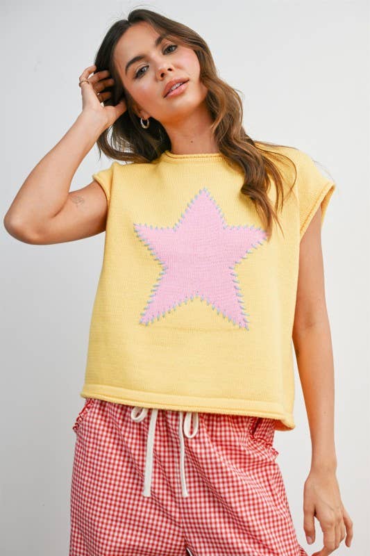 Star Graphic Sweatshirt - YELLOW