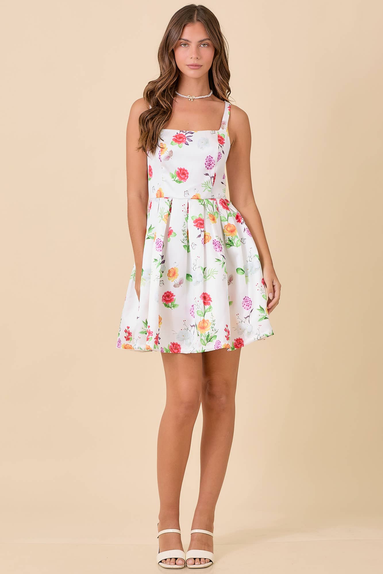Flared Floral Mini Dress