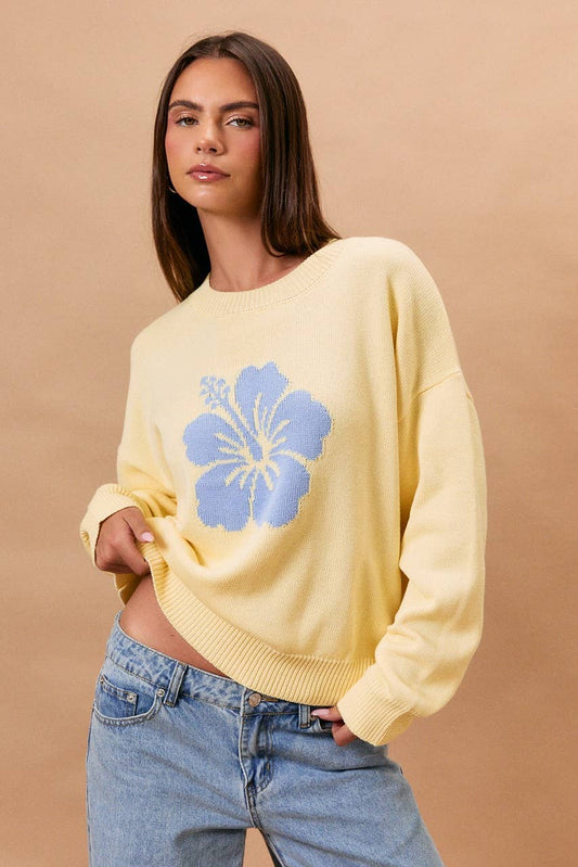 Tropical Hibiscus Crew Neck