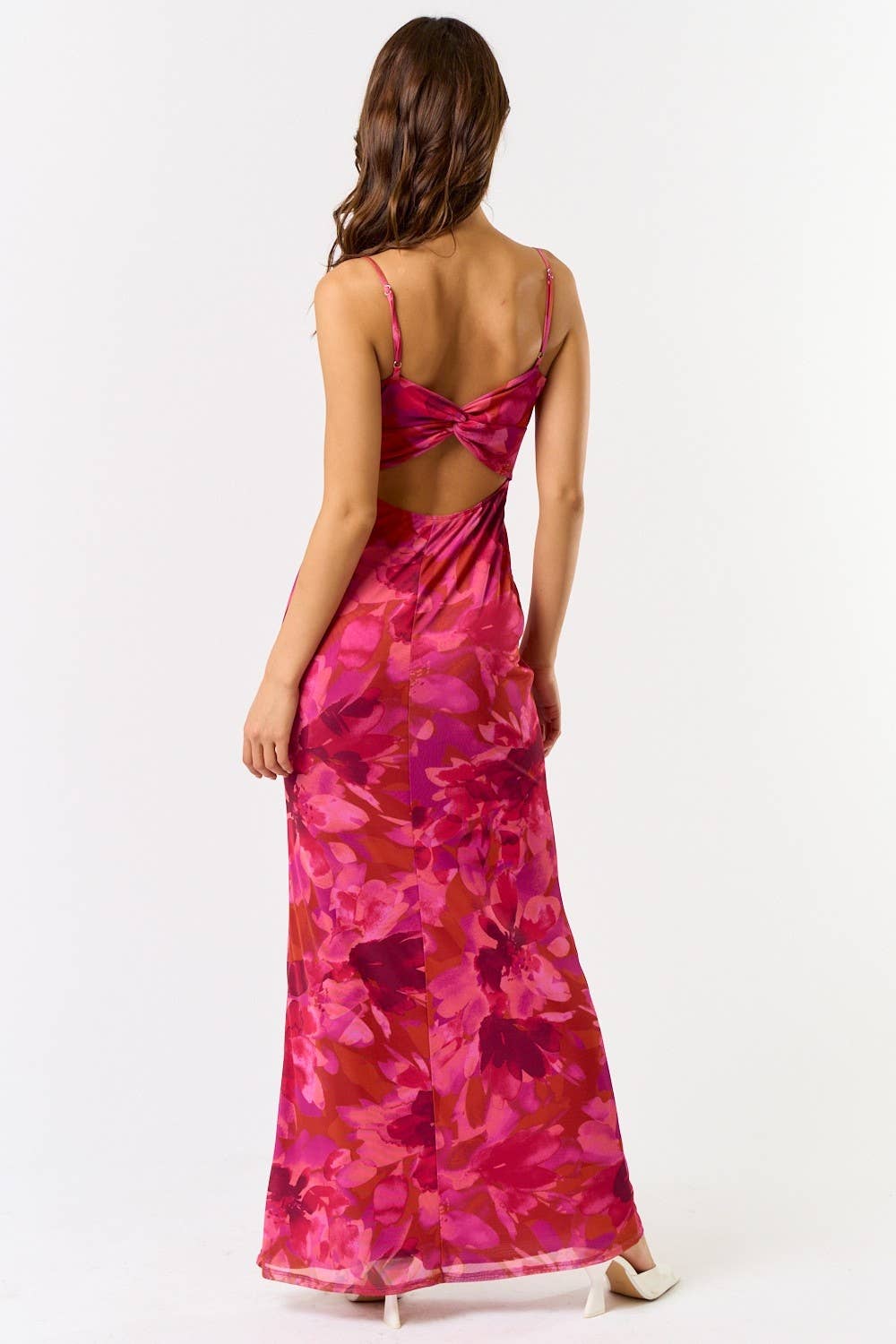 Magenta Floral Midi Dress