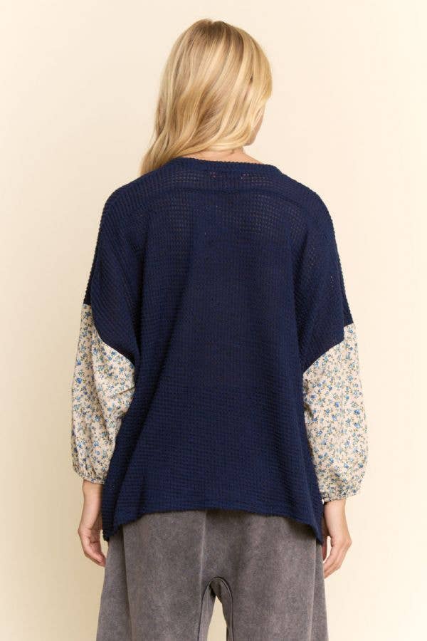 Star Patchwork Waffle Knit Top