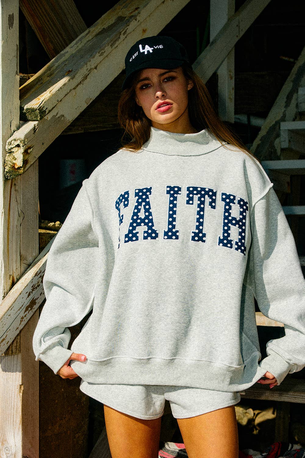 FAITH Embroidered Polka-Dot Sweatshirt