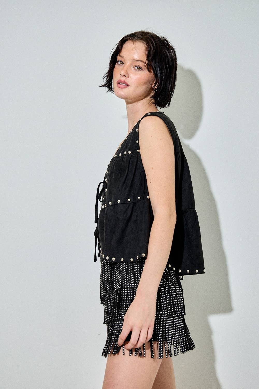 Midnight Studded Suede Vest