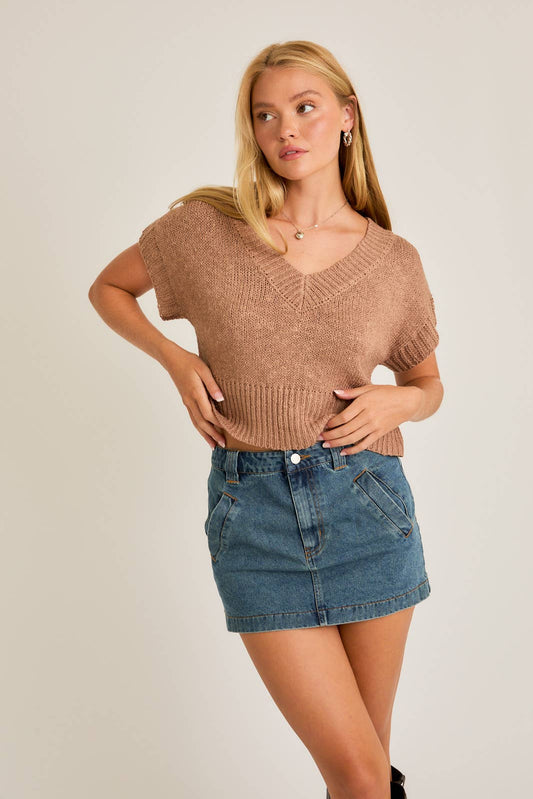 Mocha V-Neck Top