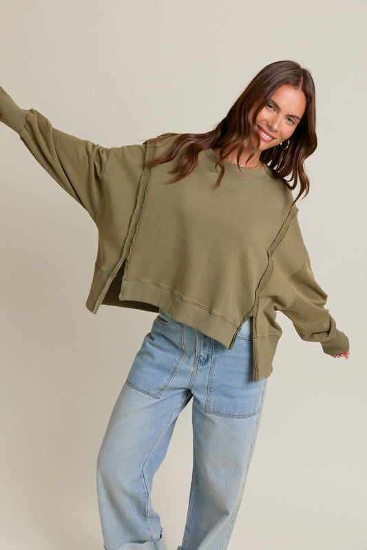 Sage Scooped Neck Sweatshirt