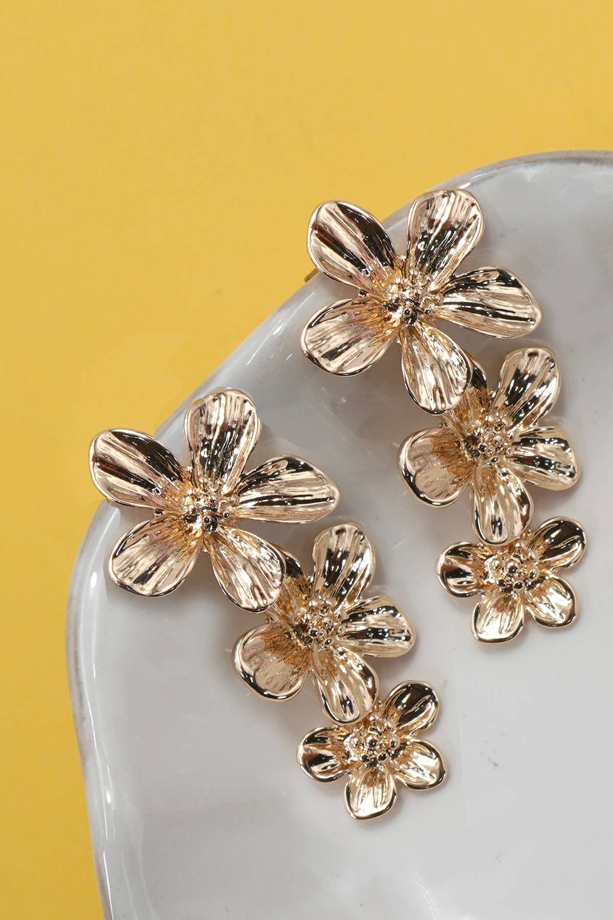 Gold Flower Cascade Earrings