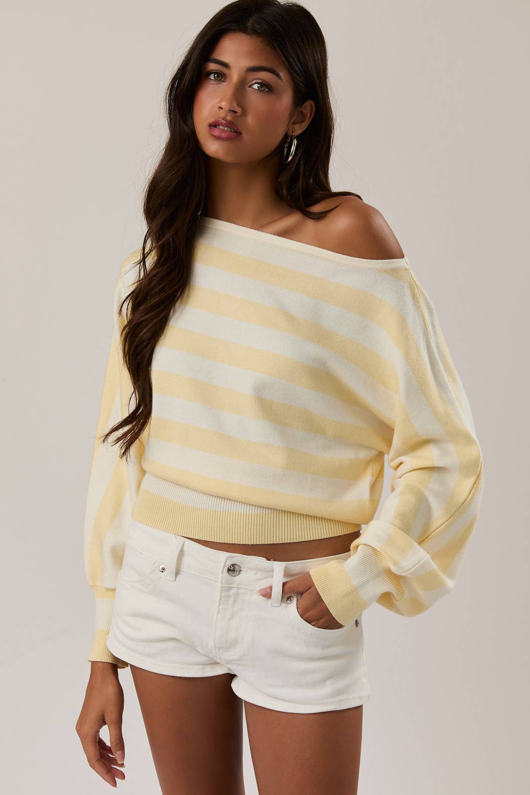 Yellow Stripe Sweater Top