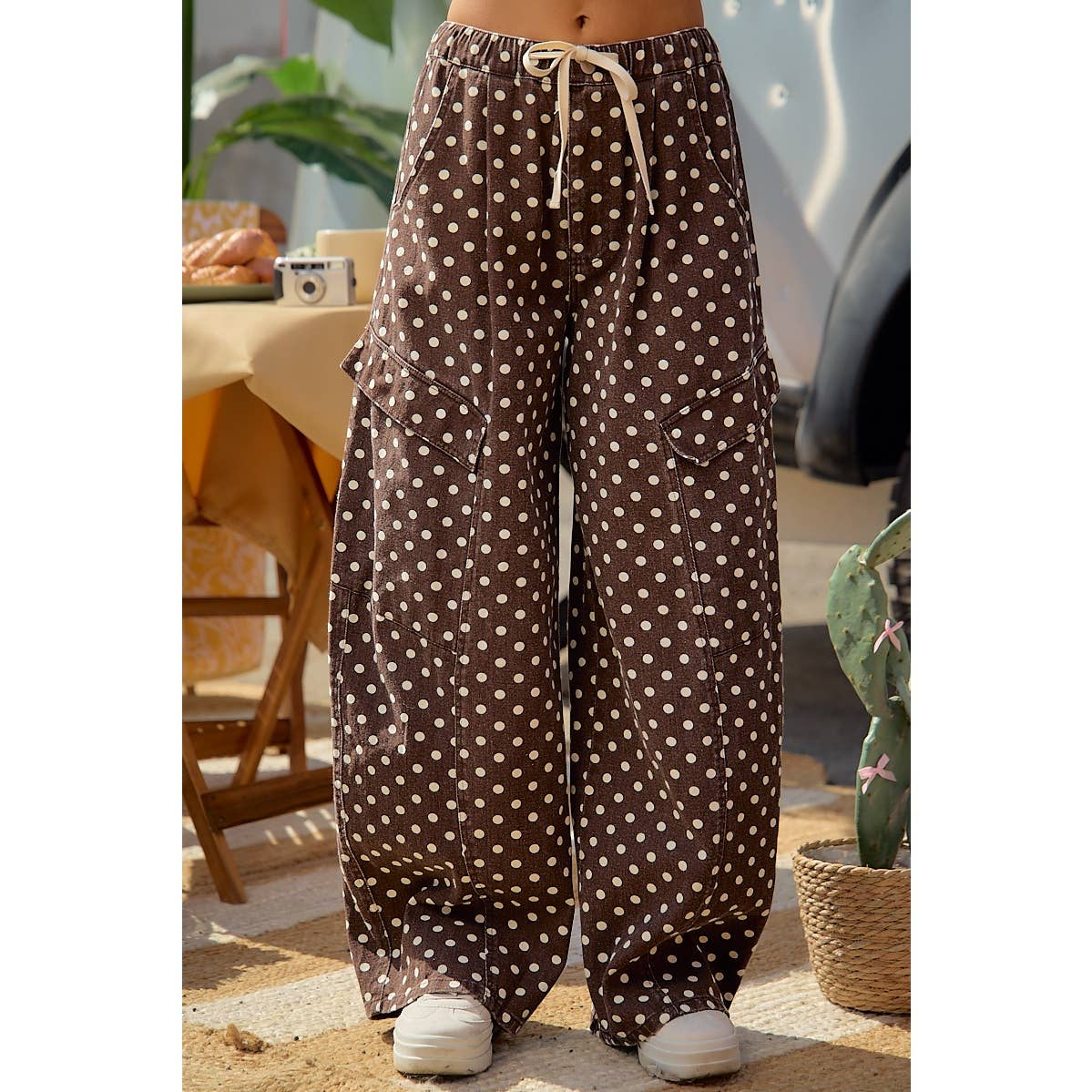 Brown Polka Dot Cargo Pants