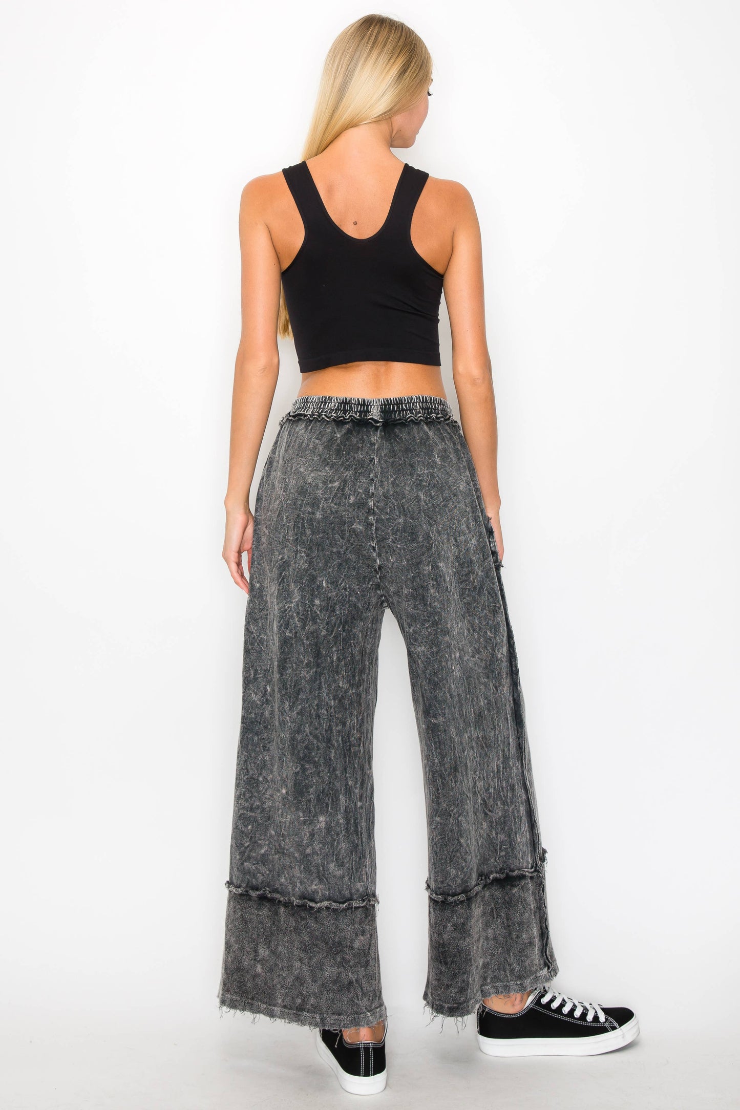 Ash Black Frayed Pants
