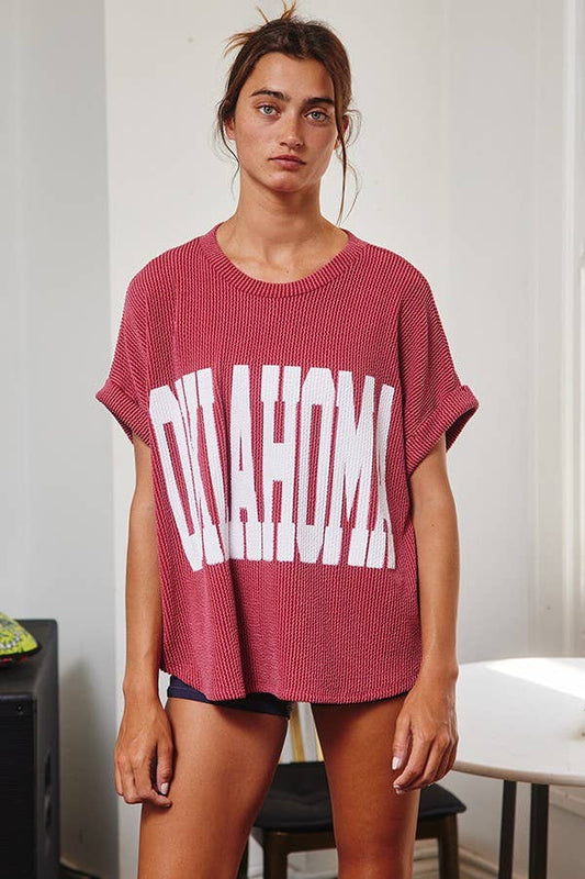 Red Oklahoma Graphic Top