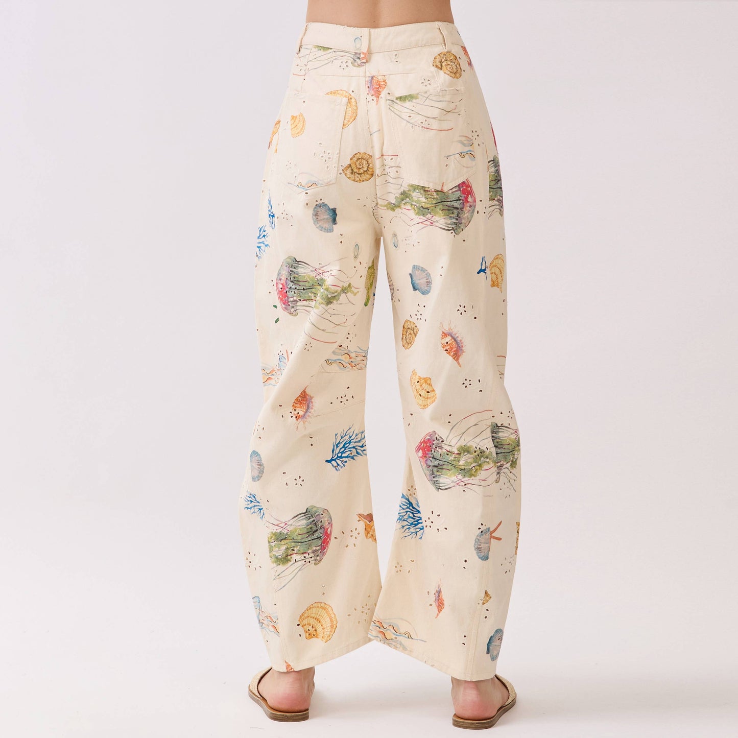 Seaside Print Barrel Pants