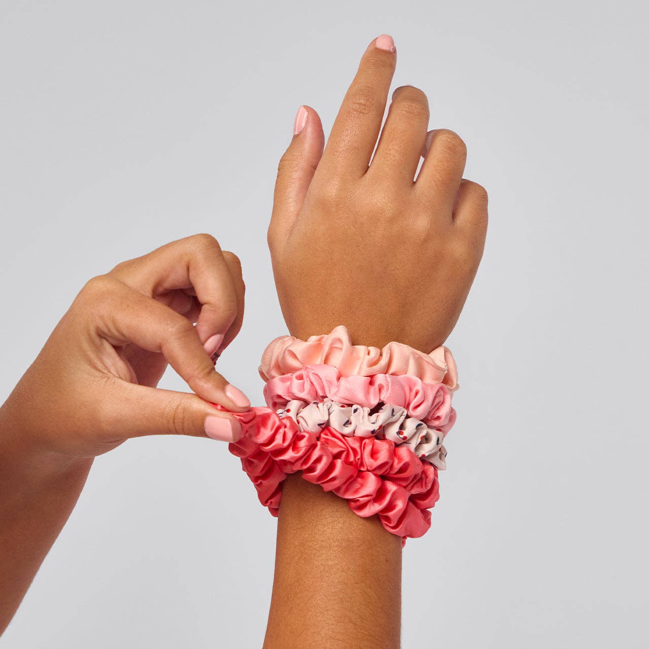 Cherry Ruched Satin Scrunchies