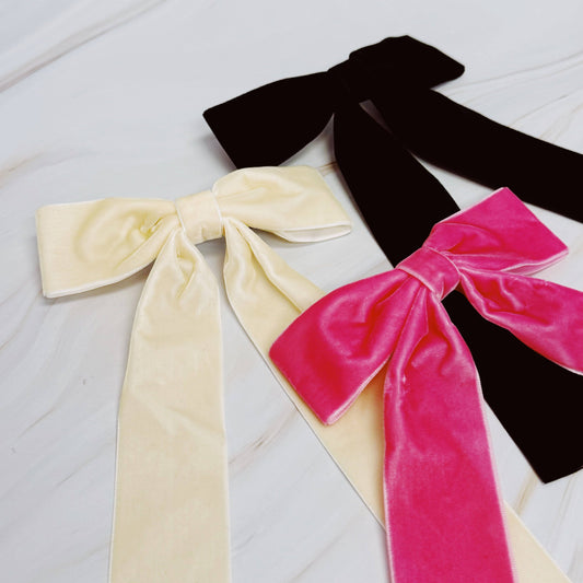 Velvet Bow Hair Clips Set of 3