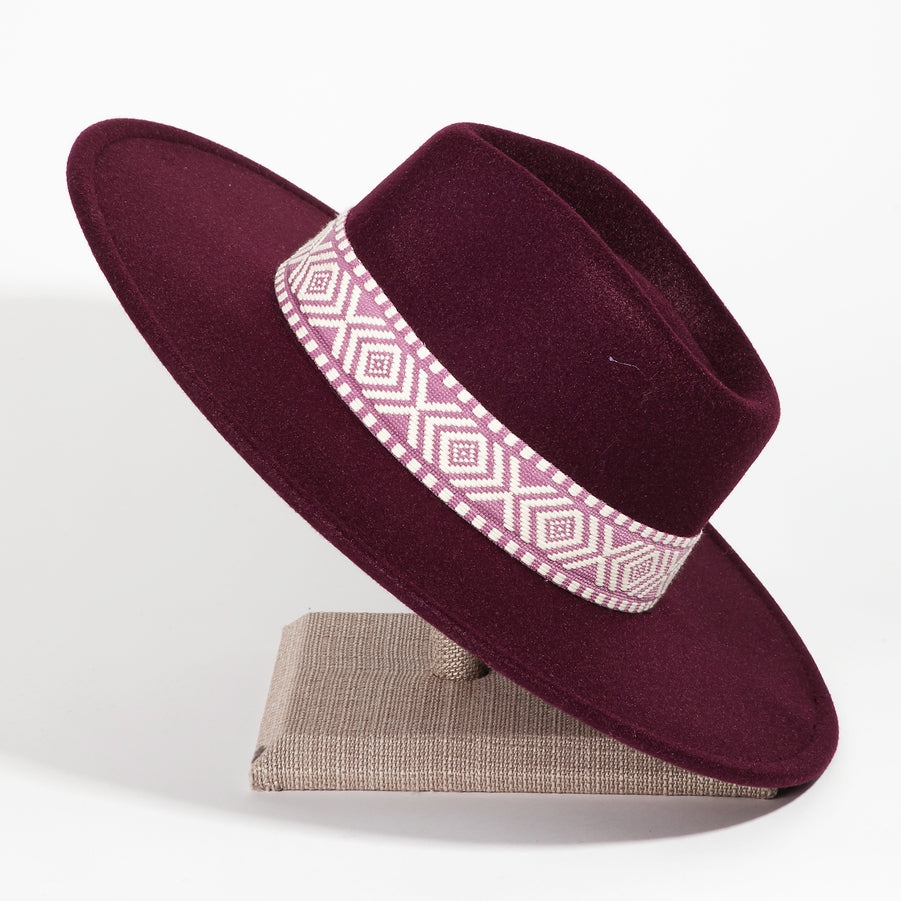 Boho Braided Band Hat - Burgundy
