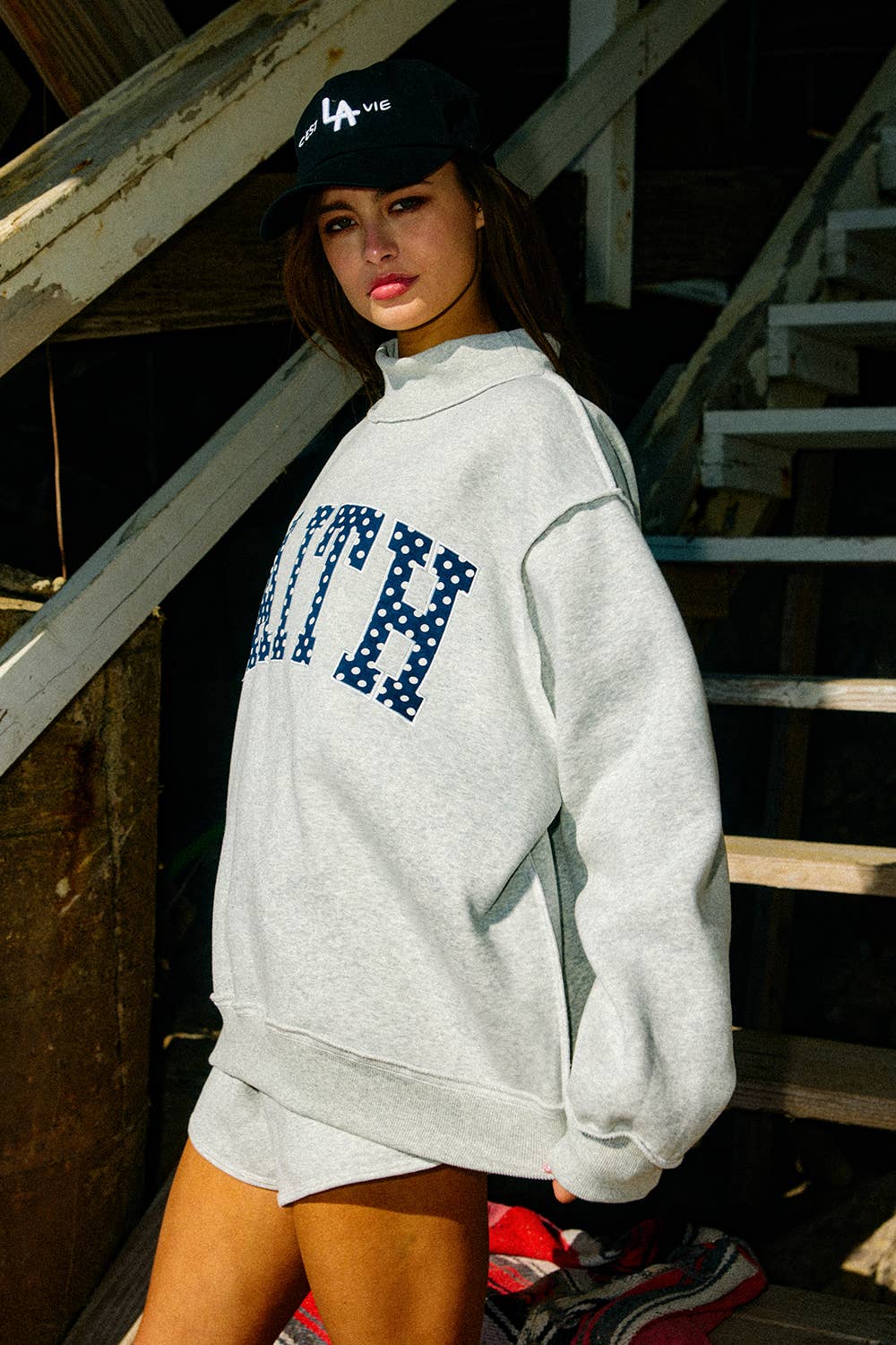 FAITH Embroidered Polka-Dot Sweatshirt