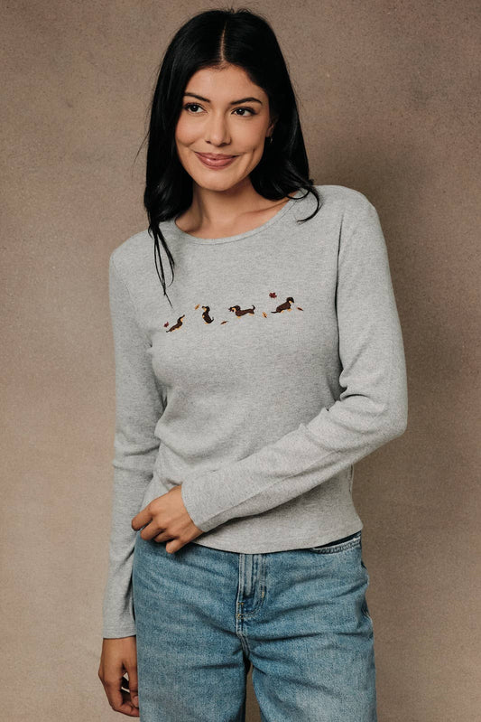 Fall Dog Ribbed Top