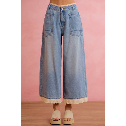 Crochet Lace Trim Jeans