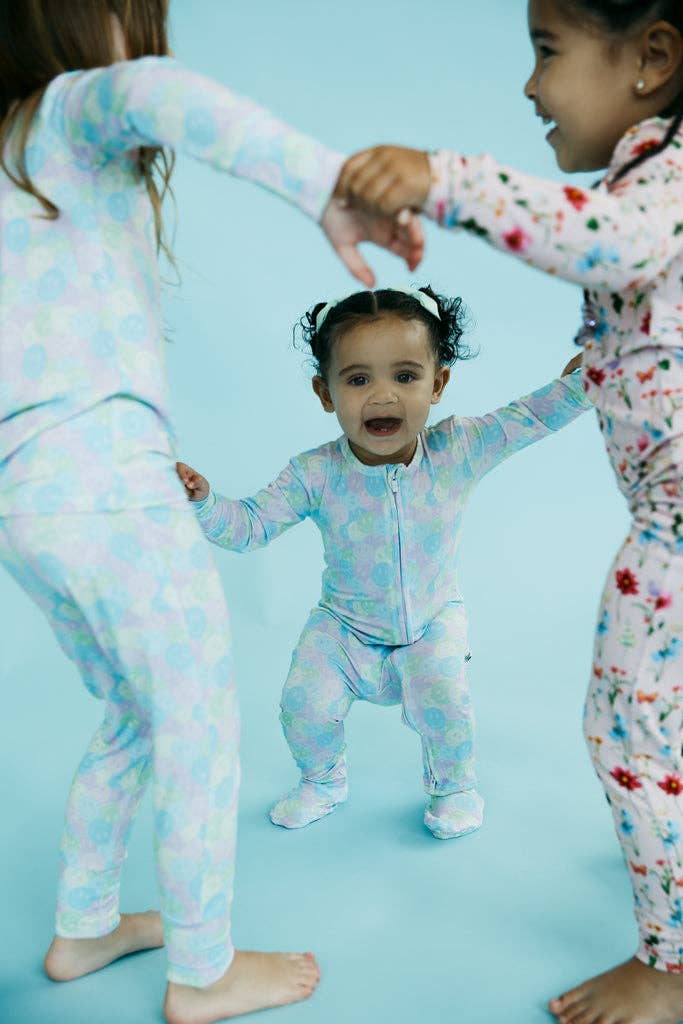 Pastels & Smiley Bamboo Baby Pajamas