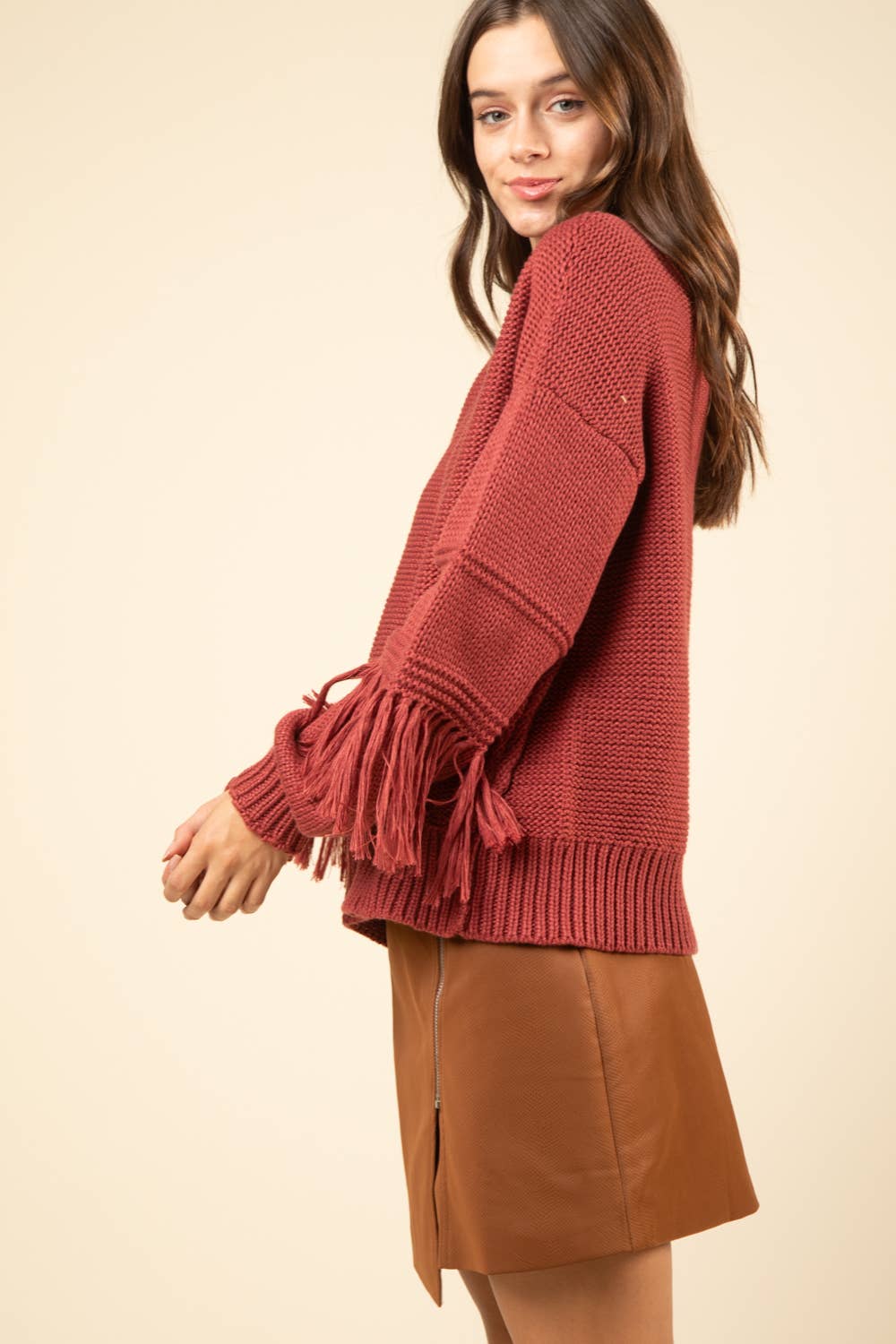 Fringe Sleeve Cozy Sweater