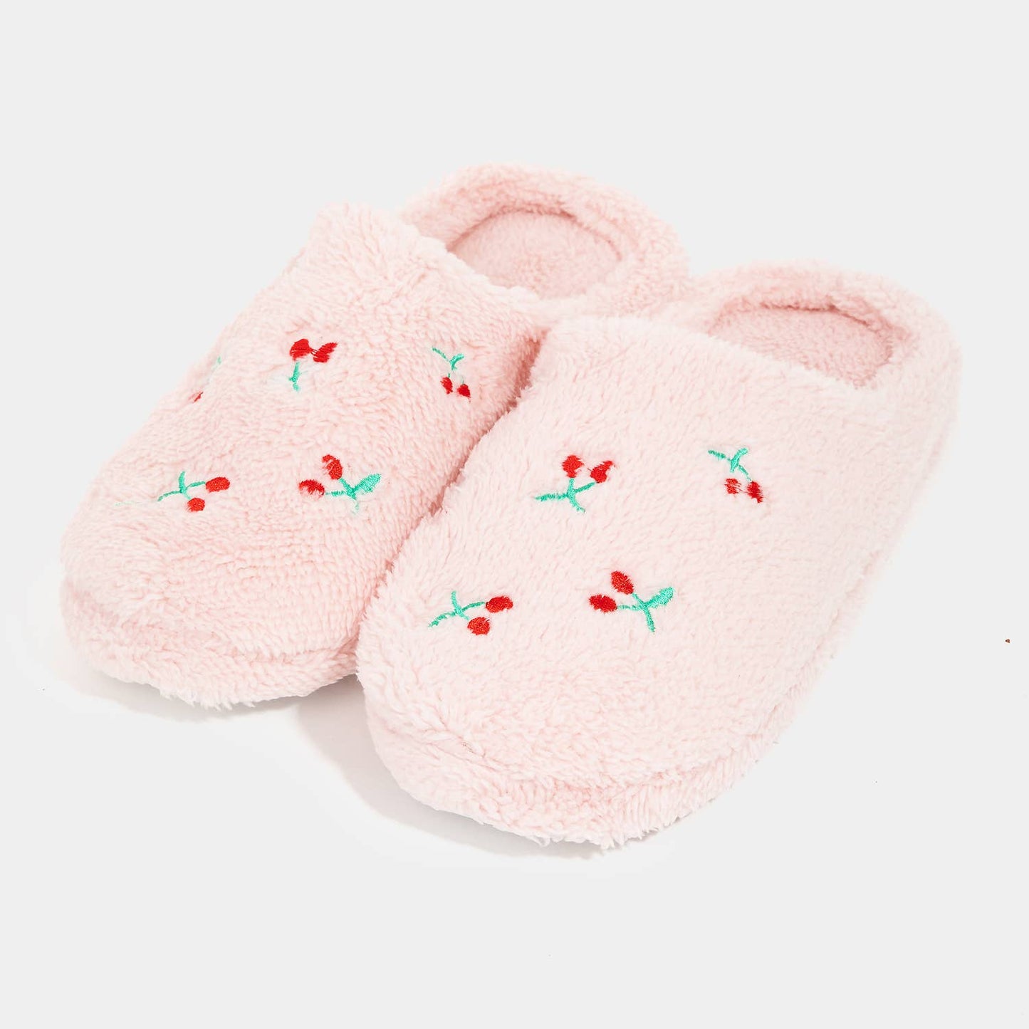 Cherry Pattern Fur Slippers