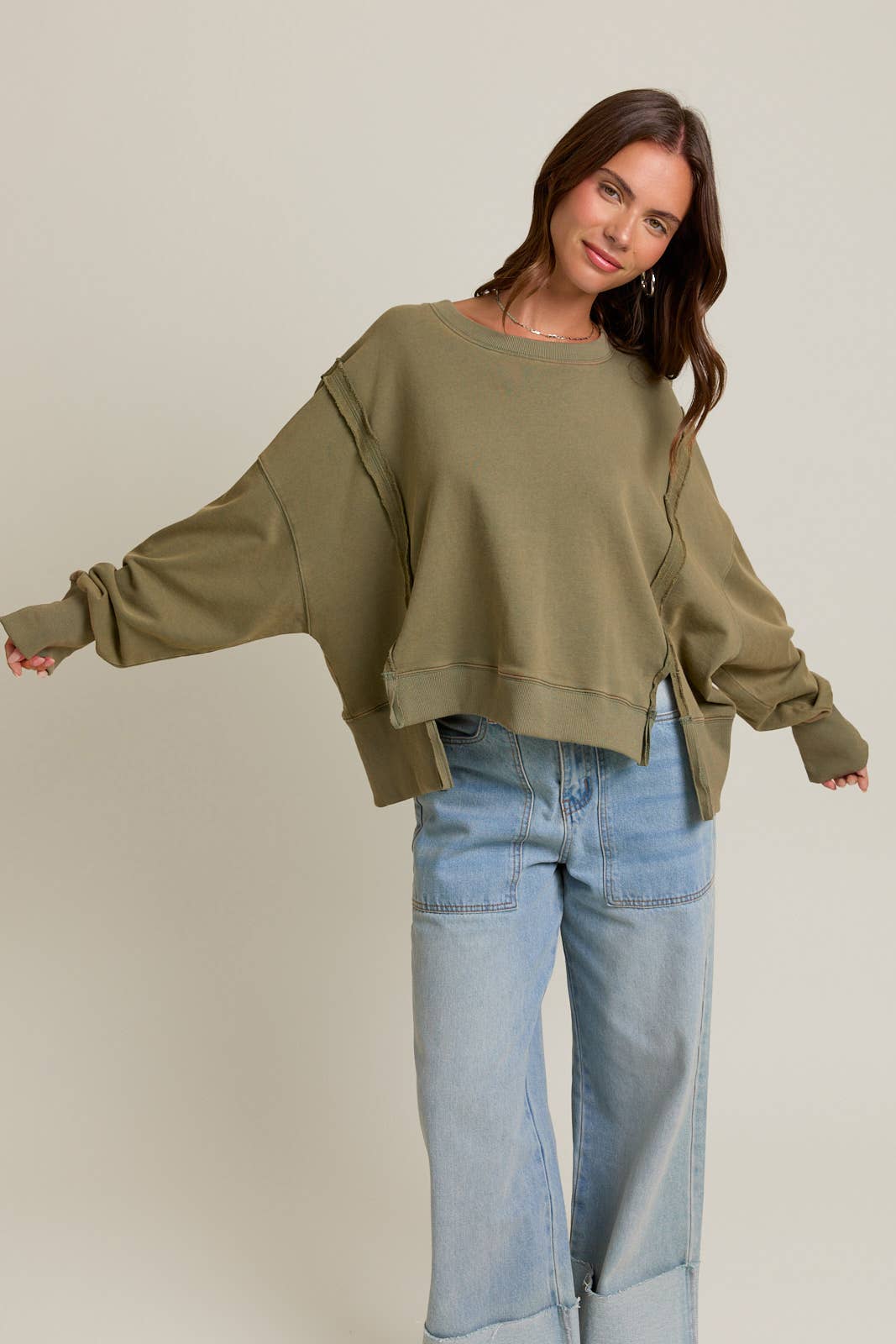 Sage Scooped Neck Sweatshirt